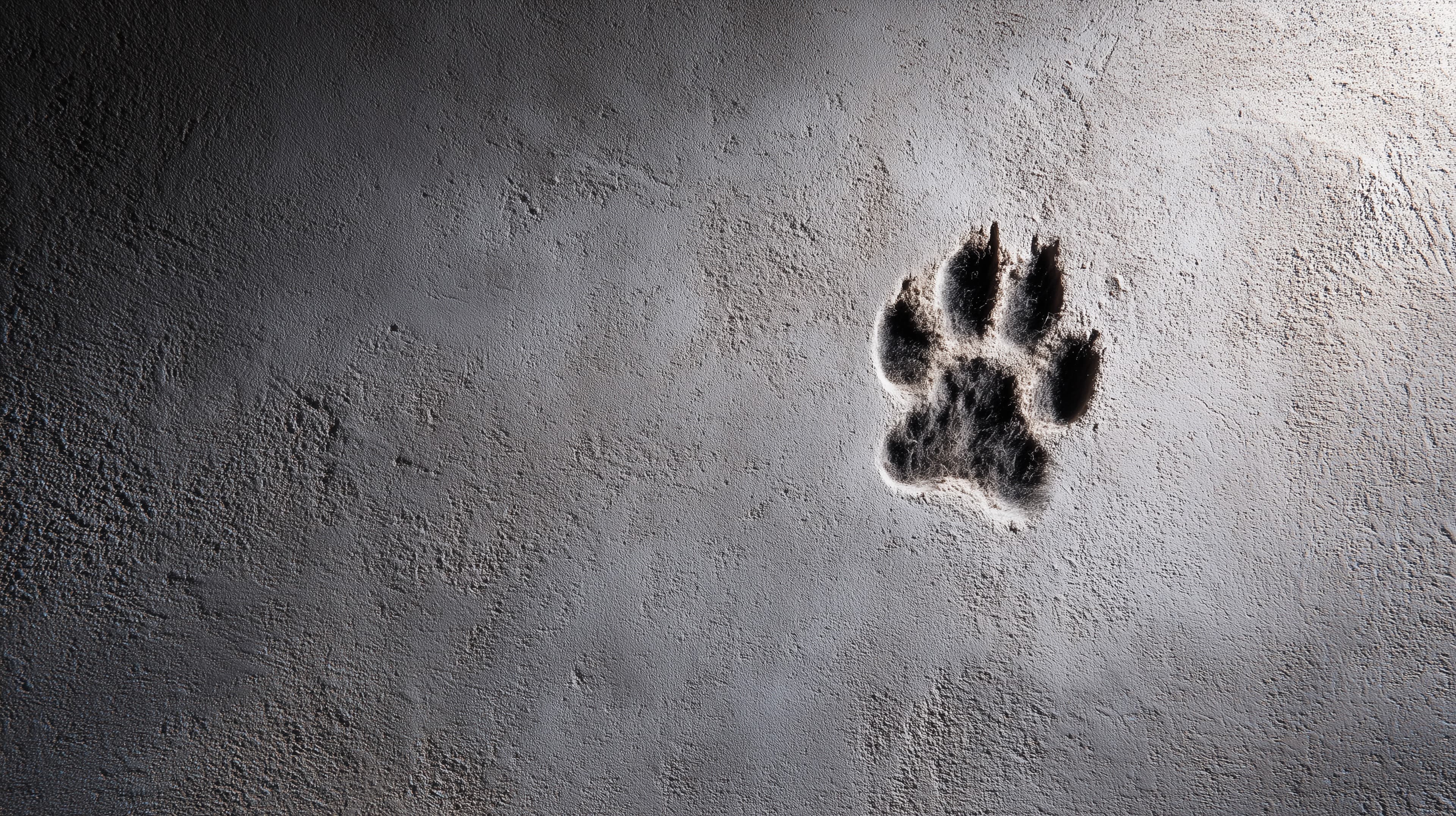 Moonlit paw print on textured concrete wallpaper design - High Resolution paw-print Wallpaper for Mobile and Desktop