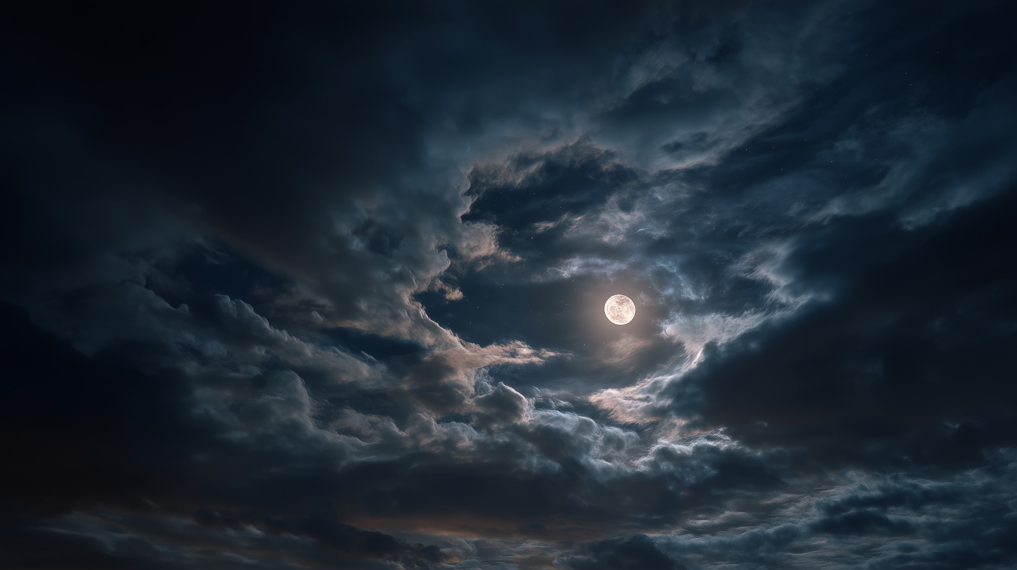 Moonlit Night Sky with Clouds: Moody Cinematic Wallpaper - High Resolution night-sky Wallpaper for Mobile and Desktop
