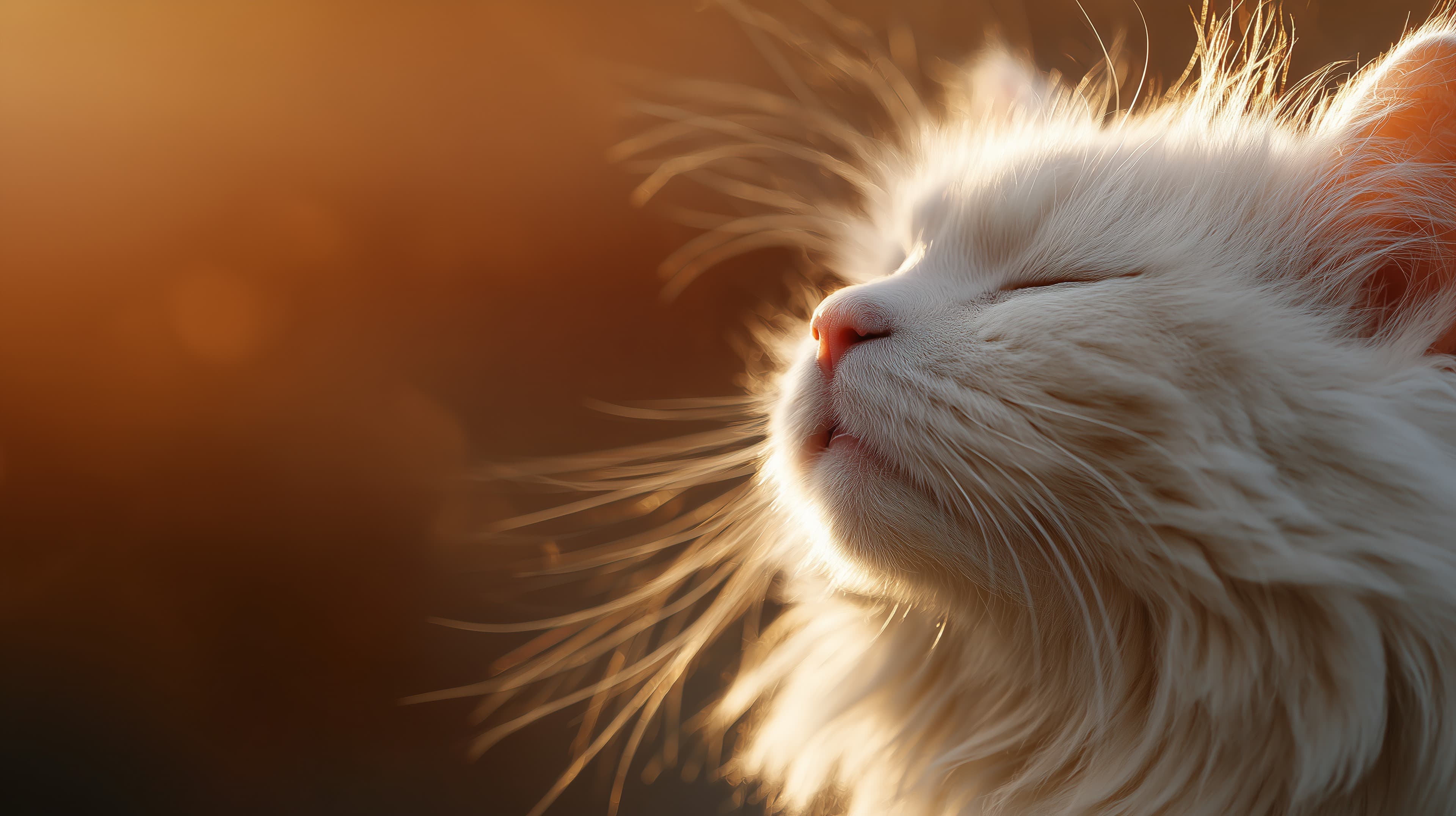 Golden Hour Cat Portrait in Warm Sunset Light Glow - High Resolution cat Wallpaper for Mobile and Desktop