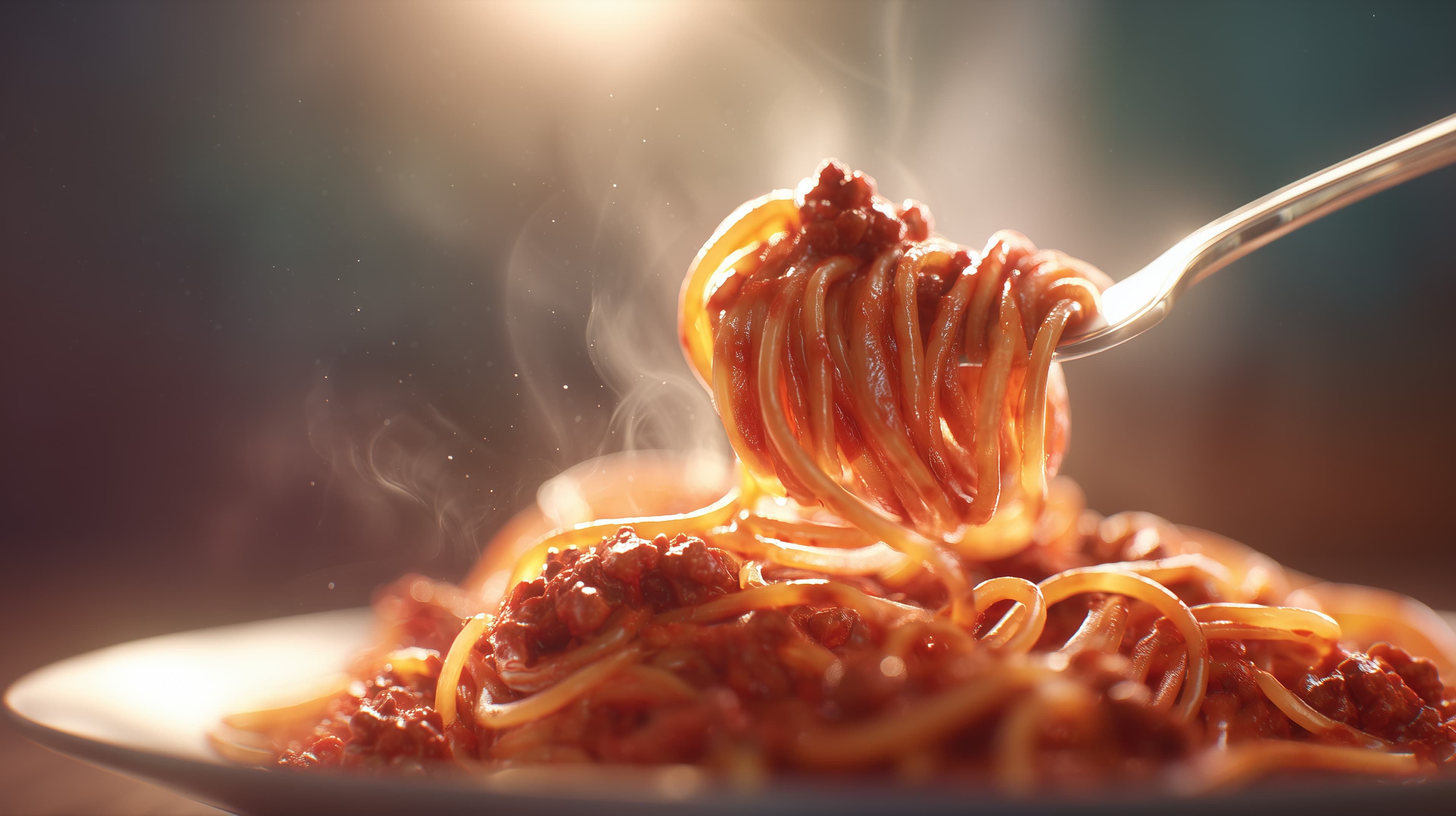 Steaming Spaghetti with Meat Sauce – Close-Up Wallpaper - High Resolution pasta Wallpaper for Mobile and Desktop