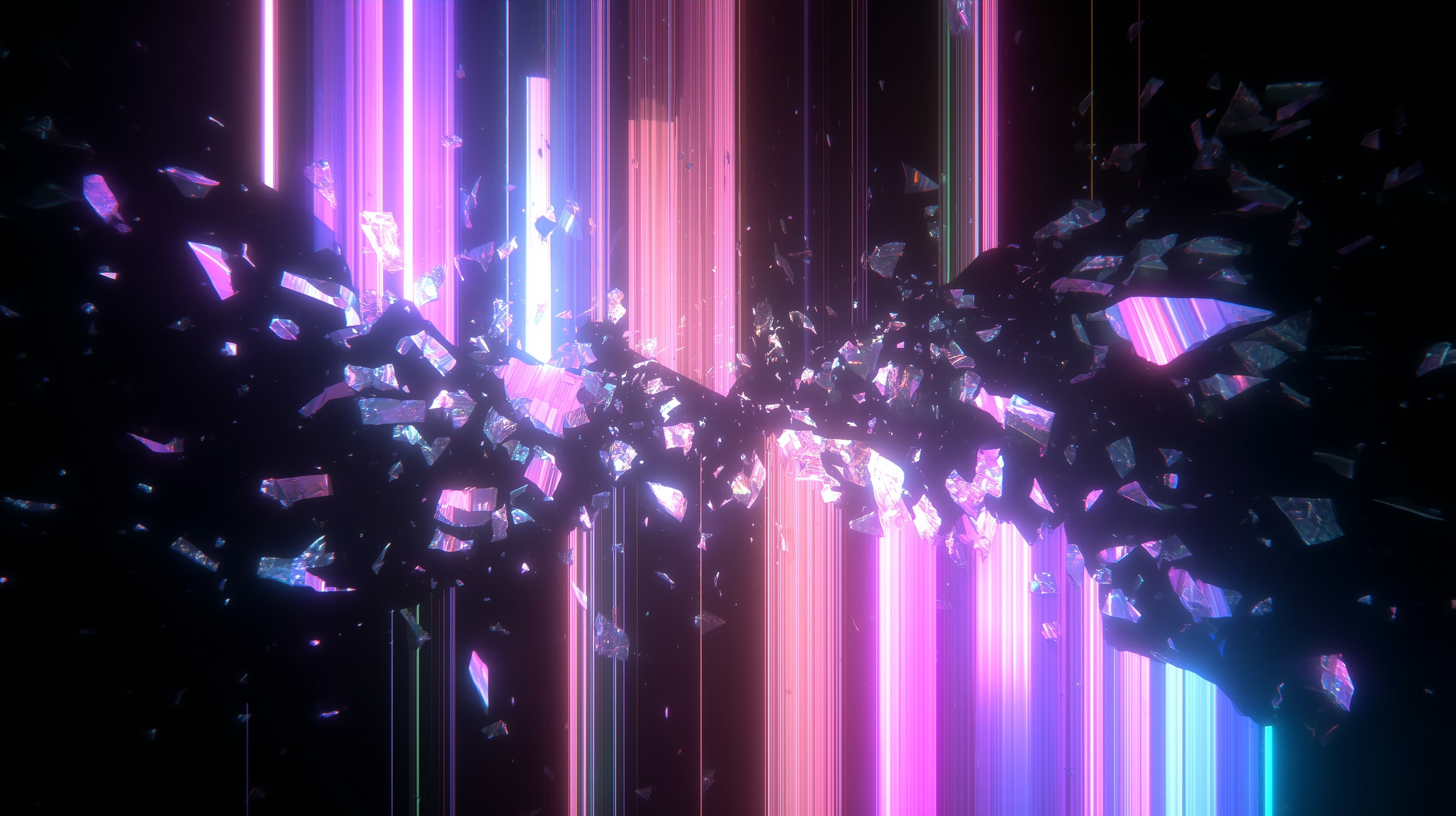 Neon Prism Shards: Abstract Cyberpunk Light Burst Gallery - High Resolution abstract Wallpaper for Mobile and Desktop