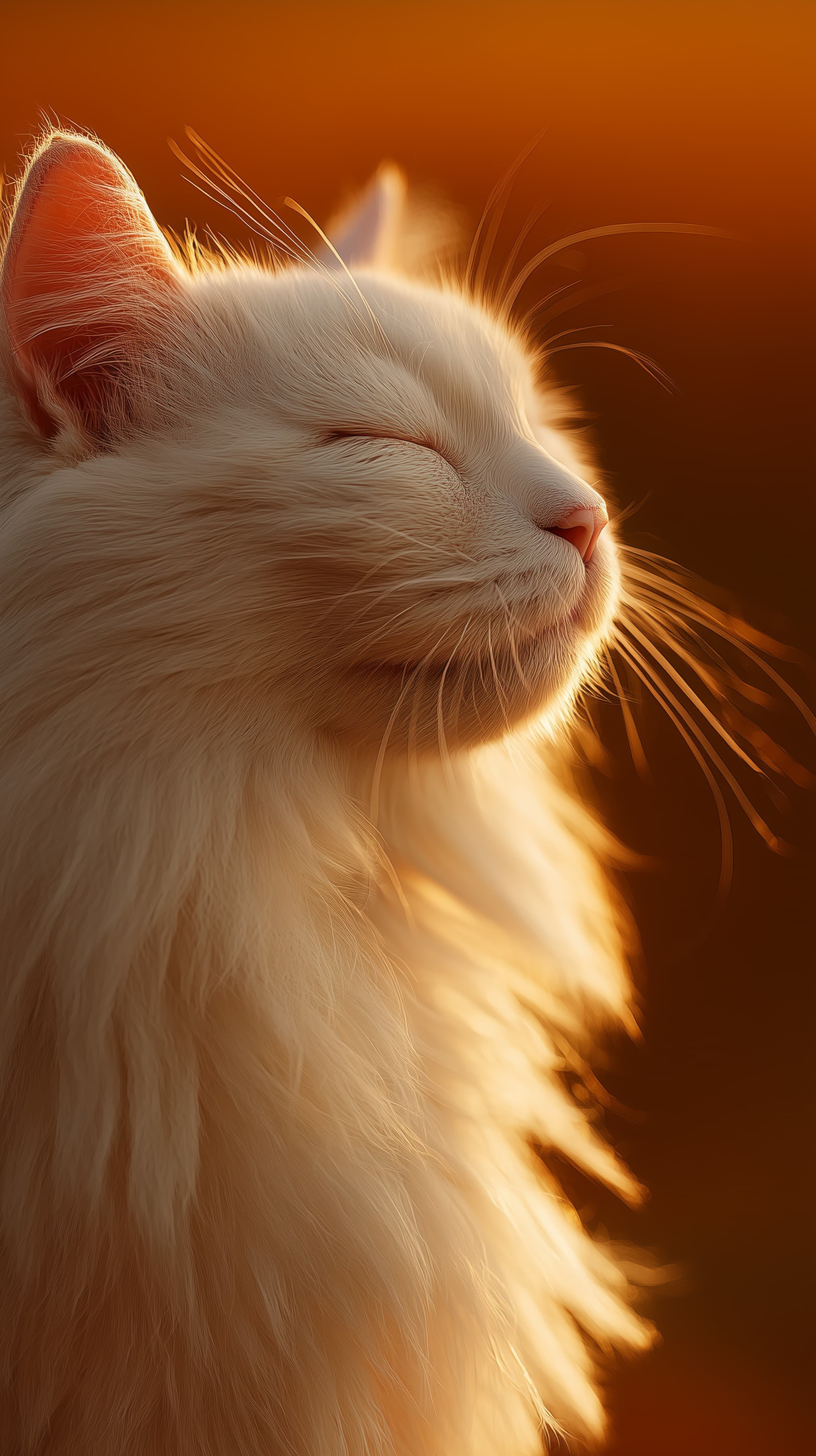 Serene Sunset Cat Portrait: Warm Light Close-Up Wallpaper - High Resolution animal-photography Wallpaper for Mobile and Desktop
