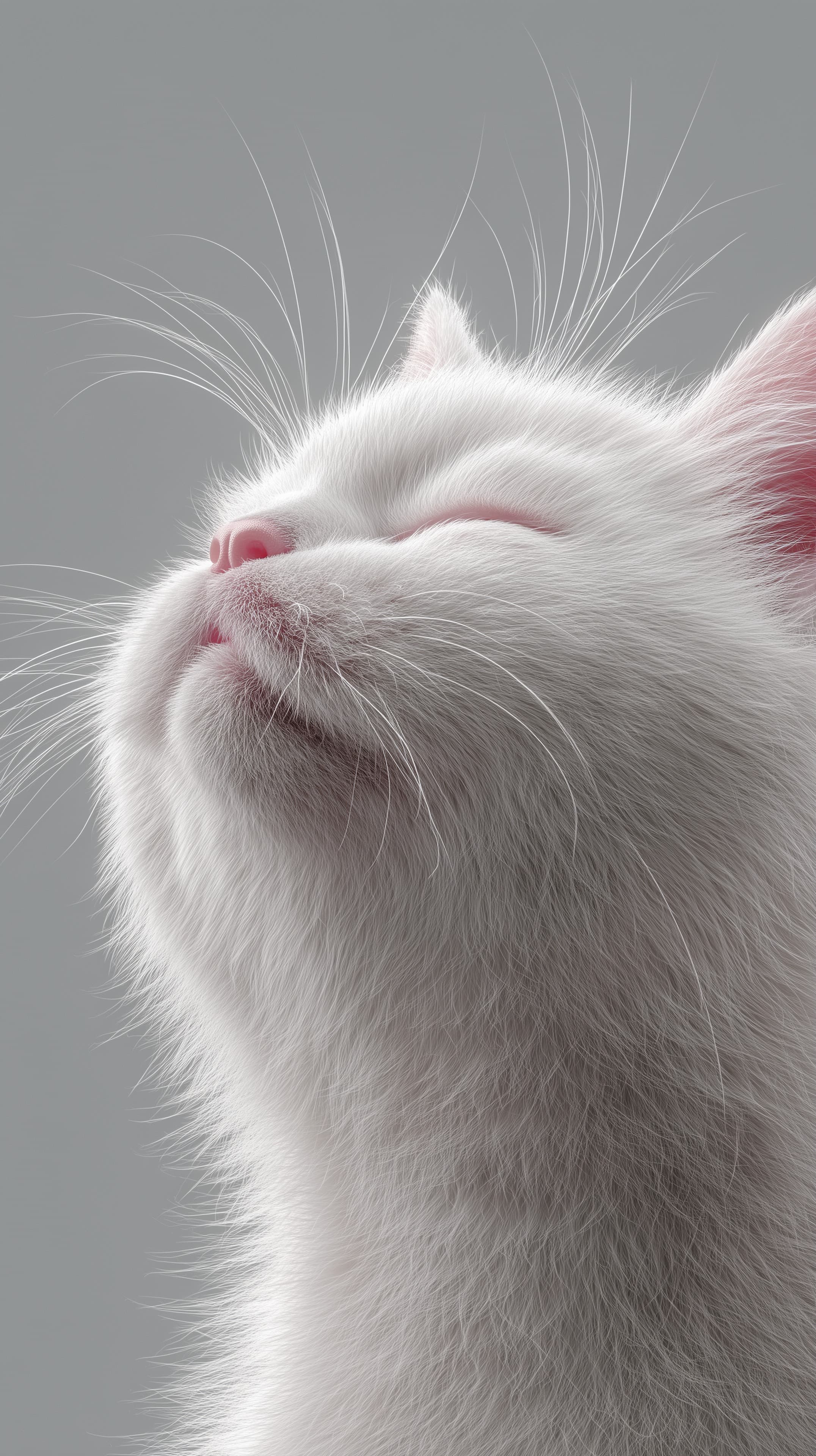 Soft White Cat Portrait Wallpaper with Fluffy Fur Close-Up - High Resolution animal-wallpaper Wallpaper for Mobile and Desktop