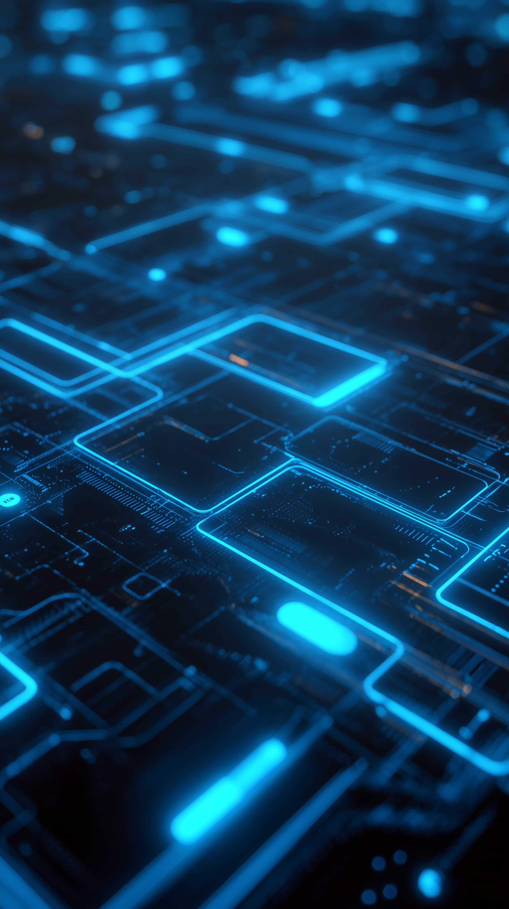 Blue Neon Circuit Board: Futuristic Tech Wallpaper Abstract Glow - High Resolution abstract Wallpaper for Mobile and Desktop