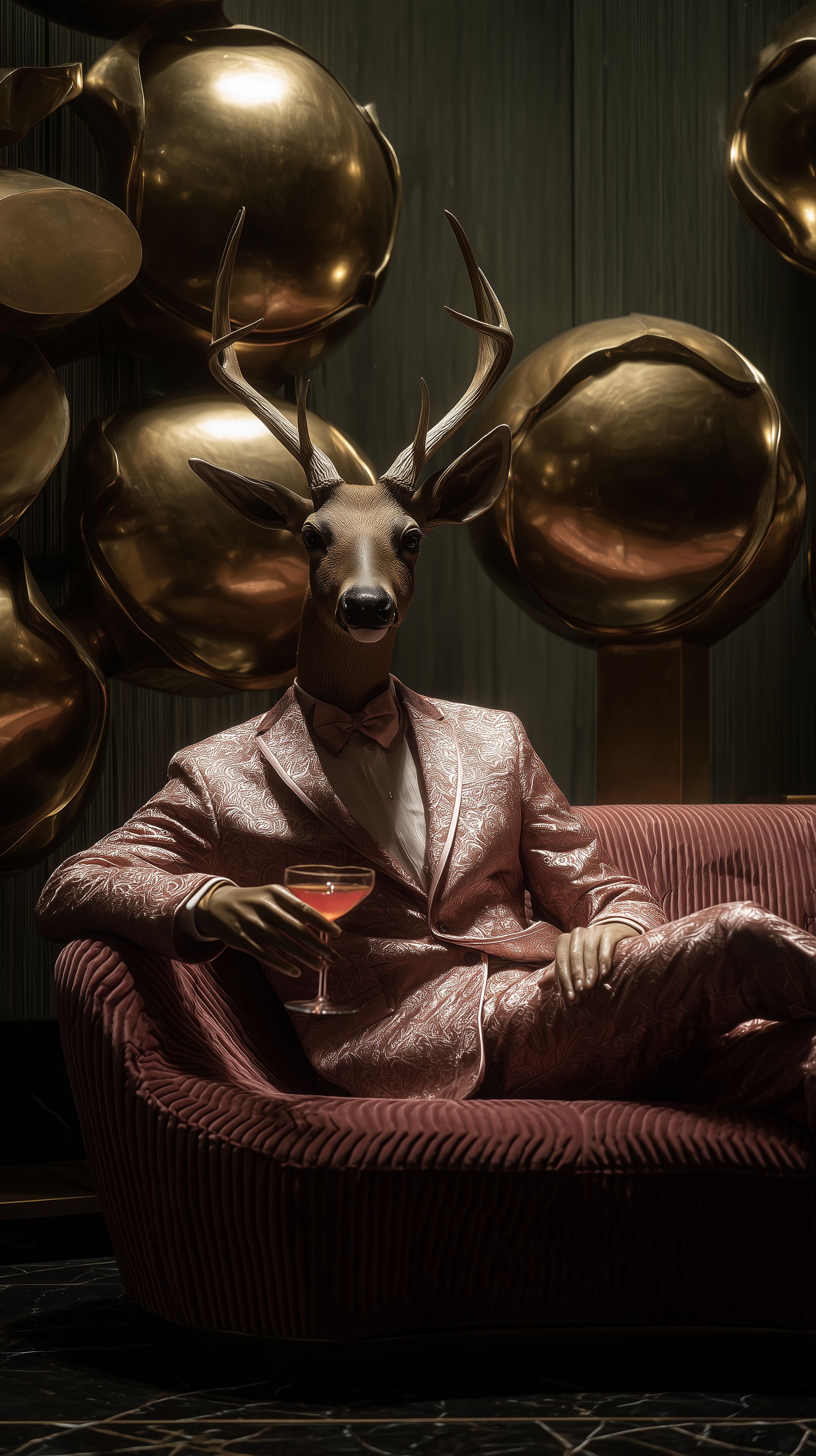 Elegance in the Wild: A Deer in Art Deco Luxury