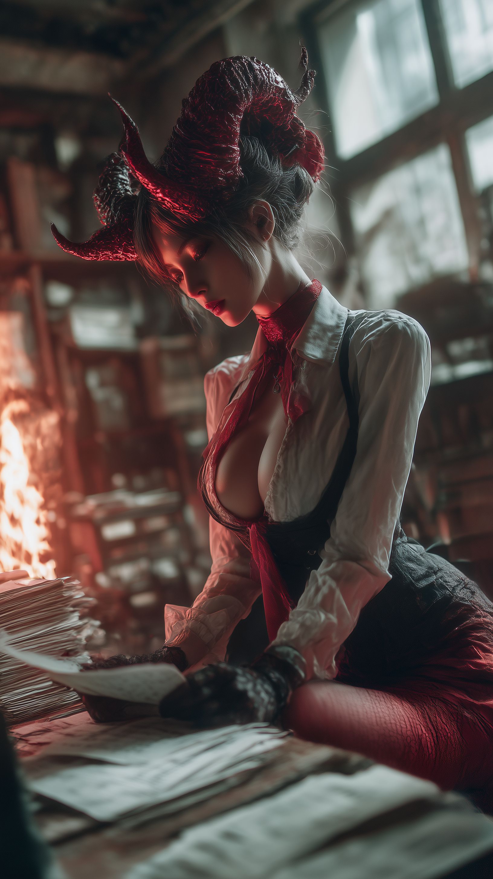 Fiery Focus: The Demon Girl at Work