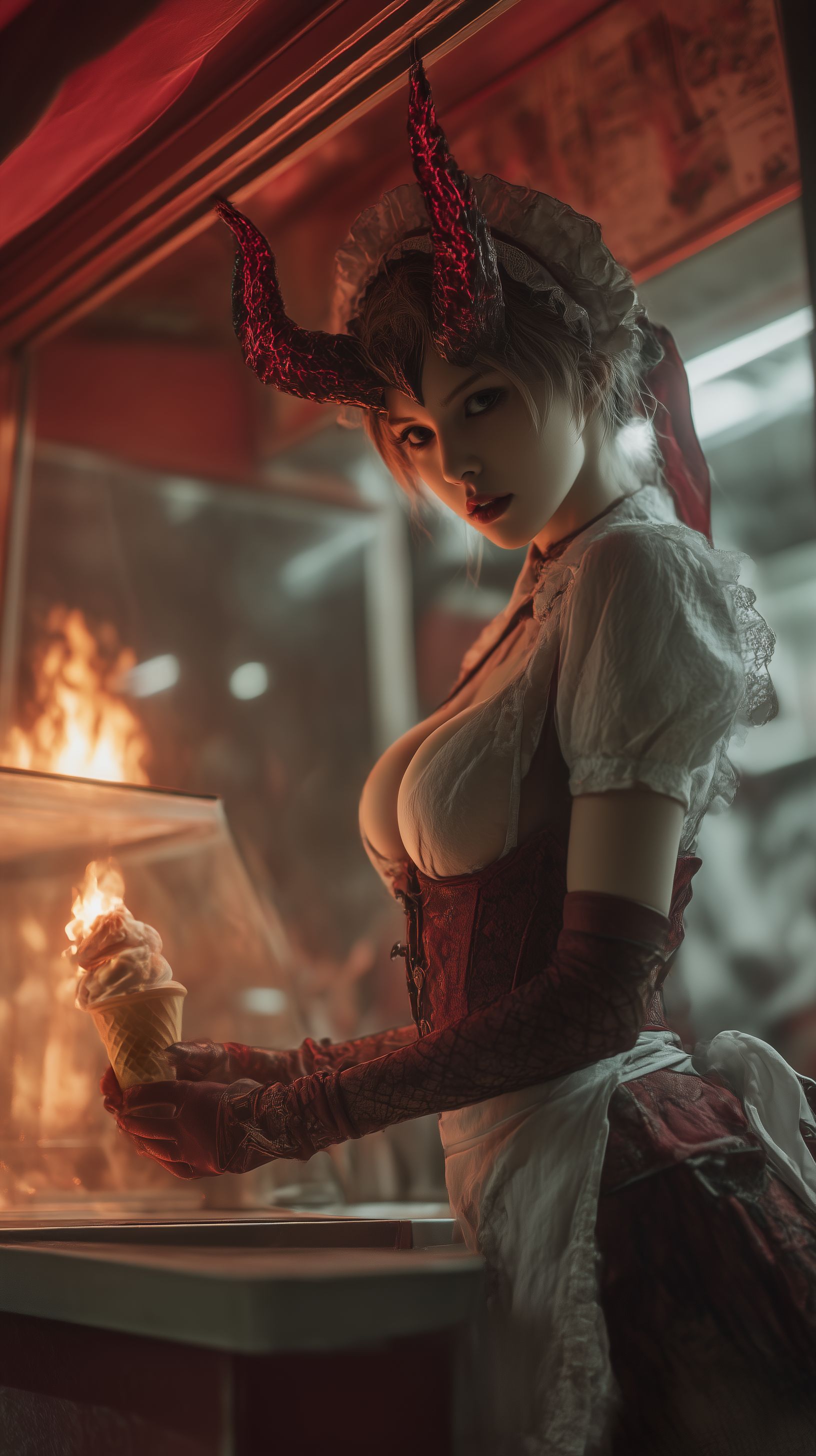 Fiery Delight: The Ice Cream Demoness