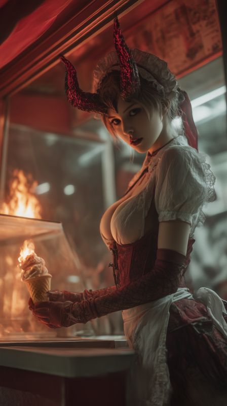 Fiery Delight: The Ice Cream Demoness